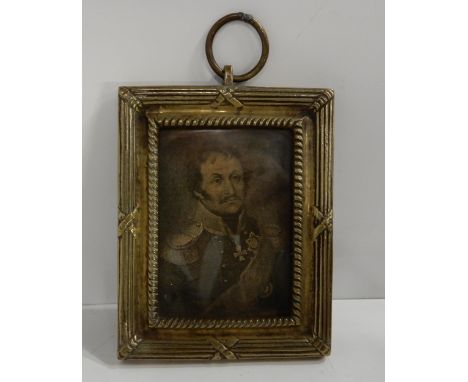 A framed portrait print of a military officer etc Condition Report:Available upon request