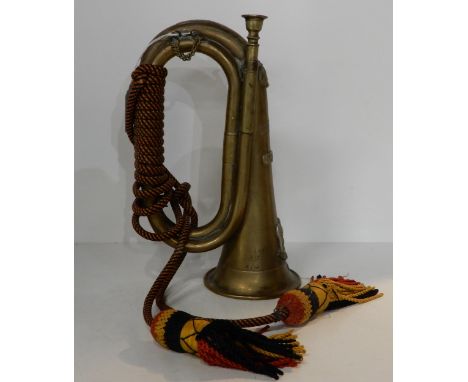 A Royal Scots Greys bugle inscribed 3800 BUGLER OGILVIE, ARRAS 1917 together with a truncheon Condition Report:Available upon