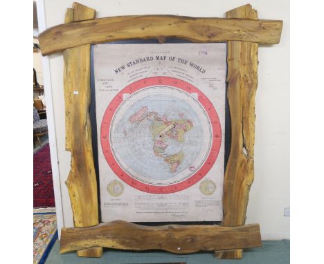 A large modern driftwood framed print of Gleason's new standard map of the world, 233cm high x 210cm wide Condition Report:Av