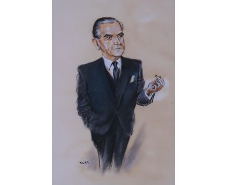 EMILIO COIA&nbsp;Caricature portrait of a buisness man, signed, gouache, 52 x 35cm Condition Report:Available upon request