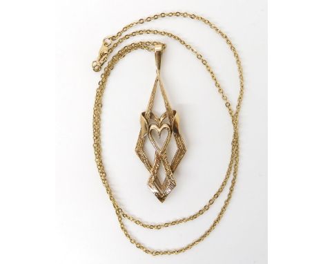 A 9ct gold retro pendant hallmarked 1978, makers mark DS&amp;Co, with a gold plated chain, weight of pendant alone 4.7gms Con