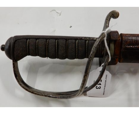 A Royal Artillery officers sword with leather bound scabbard Condition Report:Available upon request