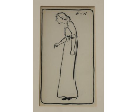 BRITISH SCHOOL (20TH CENTURY)&nbsp;L v W, Profile portrait, pen and ink, 30 x 16cm Condition Report:Available upon request