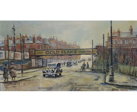 ROBIN MILLER&nbsp;Glasgow Botanics, oil on board, 25 x 35cm, another street scene and AFTER LOUIS WAIN print (3) Condition Re