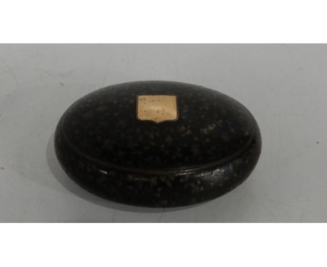 A niello oval snuff box, with blank cartouche, possibly Russian Condition Report:Available upon request