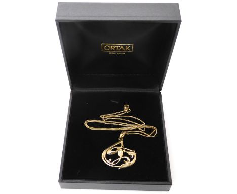 A 9ct gold Ortak pendant, in original box, length of pendant with bail 3.5cm. length of chain 46cm, weight 4gms Condition Rep