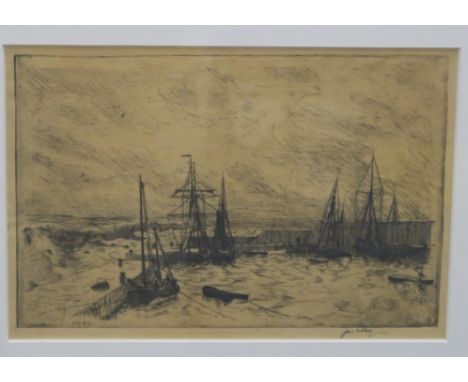 JAMES MCBAY&nbsp;Portsoy, signed, print, 16 x 24cm and CIRCLE OF SAM BOUGH Blantyre, watercolour, 18 x 24cm (2) Condition Rep