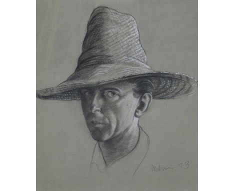 TREVOR OWEN MAKINSON (BRITISH 1926-1992) MALE PORTRAIT&nbsp; Graphite and chalk on paper, signed lower right, dated (19)73, 5