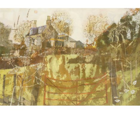 LEONARD GRAY RSW (SCOTTISH 1925-2019) ORANGE GATE&nbsp; Gouache, signed lower right, 52 x 73cm&nbsp; Title inscribed to Ray S