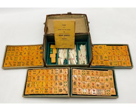 VINTAGE LEATHER CASED MAHJONG (MAH-JONG) GAME 