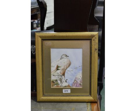 A ceramic picture of two ptarmigans, R Gregory
