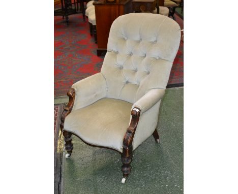 A Victorian Walnut button-back armchair, c.1880.