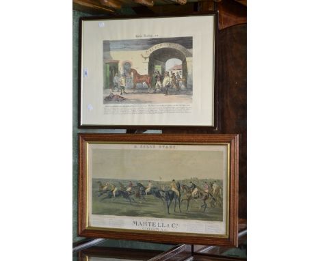 J F Herring, Senior, after, J Harris and W Summers, by, A faLse Start, Winners of the St Leger, a coloured engraving, present