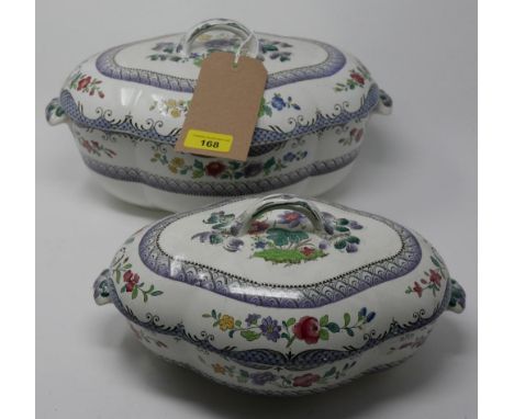 Two 19th century Copeland Spode lidded tureens, marked IMARI. Largest H20 L36cm 