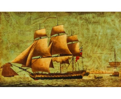 Robert Dodd (1748-1816) - Reverse print on glass - "Portrait of an East Indiaman sailing from Madras", 12ins x 19ins, and Cha
