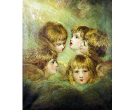 19th Century English school after Sir Joshua Reynolds (1723-1792) - Oil painting - "Angel's heads - a child's portrait in dif