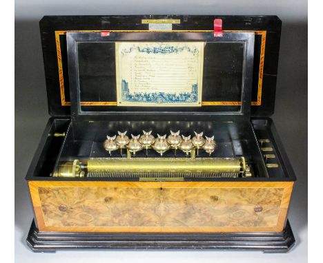 A good late 19th Century Swiss twelve air musical box, No. 4564, retailed by Samuel Troll Fils of Geneva, with 17ins cylinder