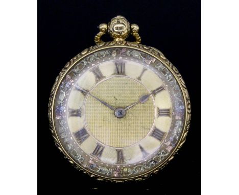 A George IV 18ct gold consular cased pocket watch by John Skinner of Exeter, No. 2538, the gold dial with engine turned dial 