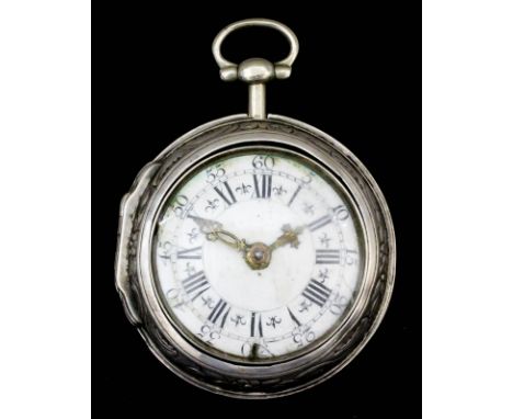 An 18th Century silver pair cased verge pocket watch by William Johnson of London, No. 1077, the white enamel dial with bold 