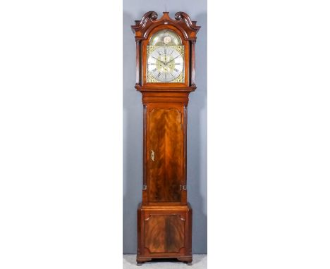 A late 18th Century "North Country" mahogany longcase clock by Brandreth of Middlewich, the 13ins arched brass dial with silv