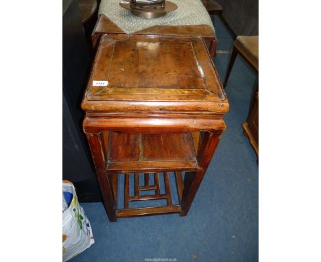 An oriental Lamp Table with shelf, 15 1/2" x 15" x 30 1/2'' high.