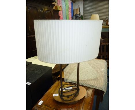 A vintage Brass double bulb table lamp with shade, 22 1/4" high.