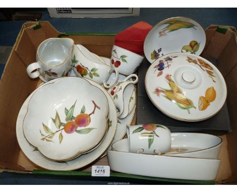 A quantity of Royal Worcester 'Evesham' including milk jugs, gravy boats, dinner plates, serving dishes, etc.