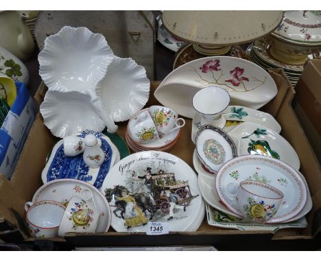 A quantity of china to include a white Carltonware platter, five cups and saucers, two oval plates, Street Sellers of London 