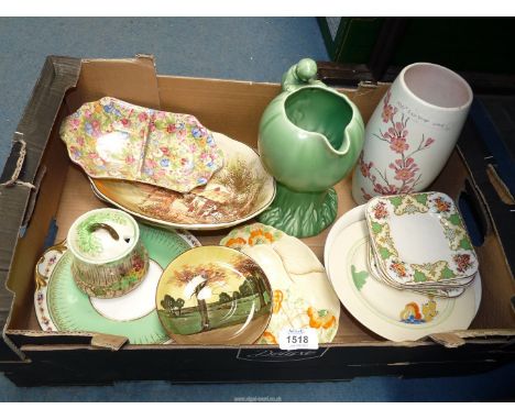 A quantity of china including Radford "blossom"pattern vase, Sylvac green jug, Royal Doulton"Rustic England bowl, etc.