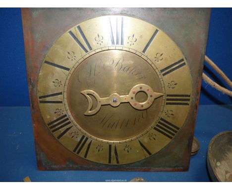 A collectable, early brass faced bracket clock having Roman numerals, the well-engineered two-train rope-driven mechanism hav