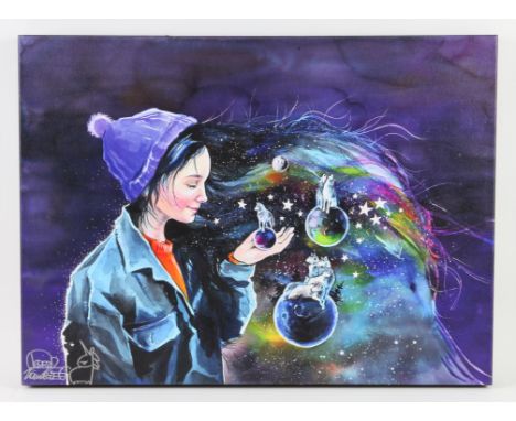 Lora Zombie - 'I Choose you' art print, hand signed with sketch on bottom left, on canvas 45x60cm. 