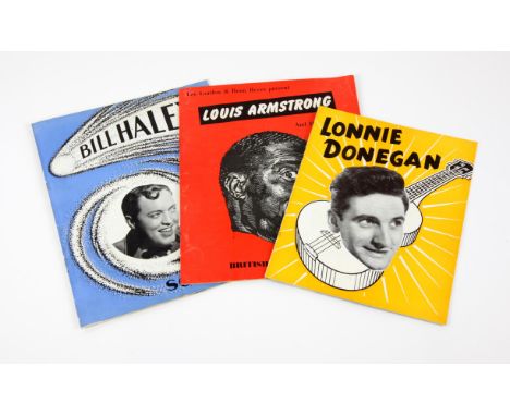 Three vintage music programmes for Bill Haley and his Comets from 1957 with original ticket for the Dominion Theatre, Louis A