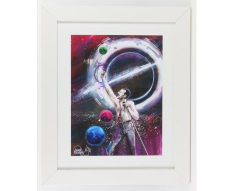 Laura Zombie 'Freddie' art print, hand signed in silver bottom left, framed 50 x 60 cm. 