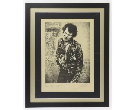 Shepard Fairey - SID superman is dead, Signed in pencil by both artists, Shepard Fairey and Dennis Morris, Limited edition pr