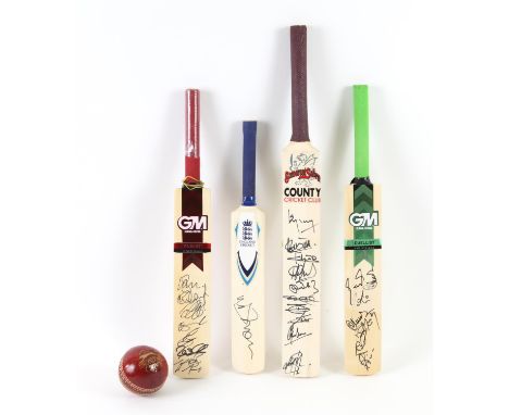 Cricket collection including multiple signatures on a range of items - 4 cricket bats including a range of signatures from En