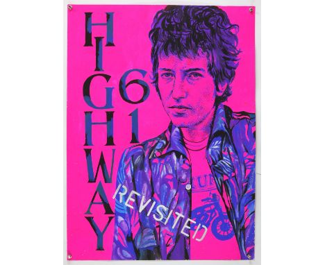 Bob Dylan 'Highway 61 Revisited' - Original hand painted artwork on thick paper by John Judkins, signed and dated 67, flat, 5