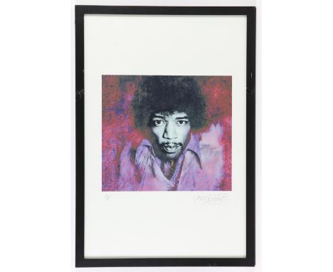 Amended Description: Jimi Hendrix - Artwork by Gerard Mankowitz, artist proof, signed in pencil, impressed blind stamp, frame