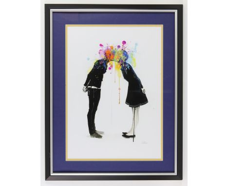 Lora Zombie- 'Big Bang Kiss' signed print, framed 67x52 cm. Condition Report:  Printed signature 