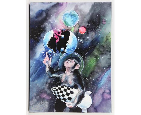 Lora Zombie - 'Destroyer of worlds' art print, hand signed with sketch, on canvas 45x60cm. 