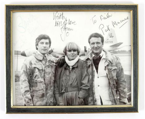 The New Avengers (1977) Vintage photograph signed by Gareth Hunt, Joanna Lumley and Patrick Macnee. Personalised to Keith Wil