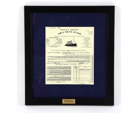 Titanic (1997) Third-class passenger's ticket prop, won by Jack Dawson (played by Leonardo DiCaprio) in the fateful on-shore 