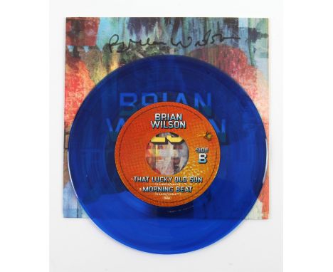 Brian Wilson - A limited edition blue vinyl 7 inch single (Midnights Another Day) signed to the front cover, together with a 