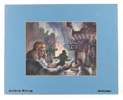 Forever Amber concept storyboard painting. (TCF, 1947) Original concept sketch for Forever Amber accomplished in gouache on 1