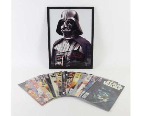 Star Wars - Dave Prowse signed print, framed 32 x 43 cm and a collection of Star Wars comics. 