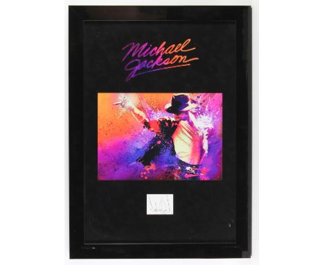 Michael Jackson - An original autograph in black ink, framed in a presentation laser cut display, framed, overall 59 x 82 cm.