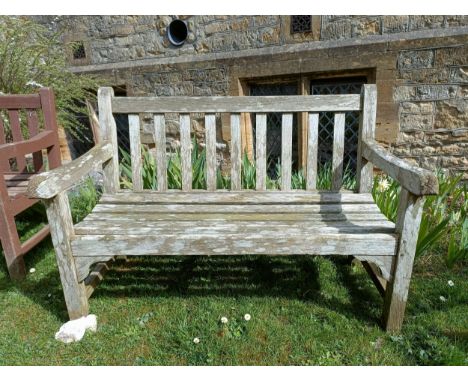 A teak garden bench, 123 cm wide