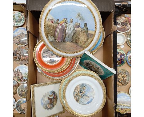 Assorted Prattware plates and stands