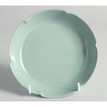 A CHINESE RU STYLE PETAL-FORM DISH, 16cm diameter.