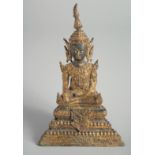 A 19TH CENTURY THAI GILT BRONZE BUDDHA, 15.5cm high.