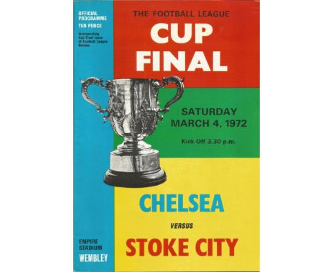 Football Chelsea v Stoke City vintage programme League Cup Final Empire Wembley Stadium 4th March 1972. Good condition Est. 